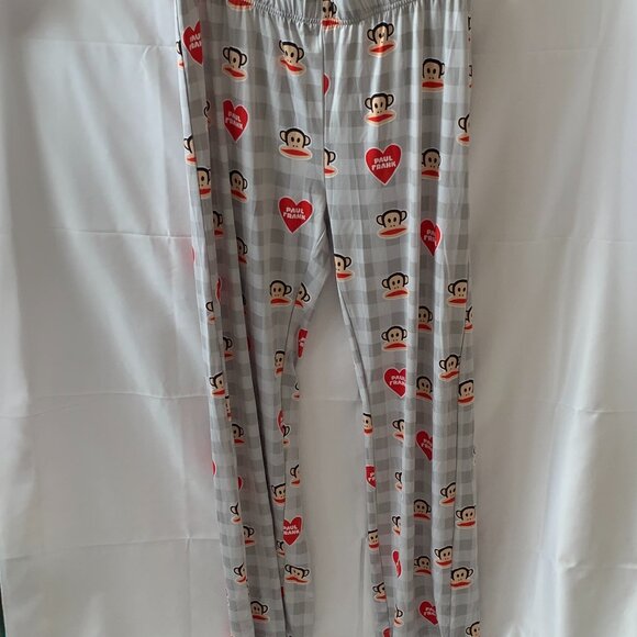 PAUL FRANK Julius Hearts Checkered Pajamas Set in Grey/Red Sz LARGE - Picture 5 of 6